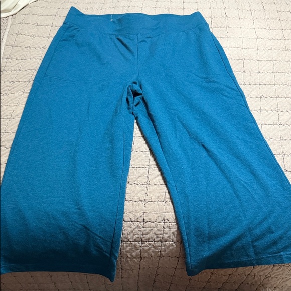 croft & barrow Pants - croft & barrow Teal Cropped Wide-Leg Knit Pants